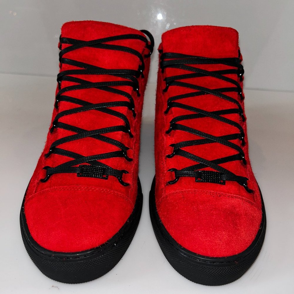 BALENCIAGA ARENA SNEAKERS MENS 12,  RED SUEDE - BRAND NEW NEVER WORN